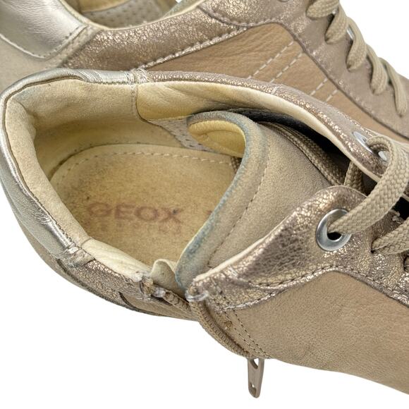 Geox Illusion Wedge Sneakers Hidden Heel Women's SZ 8 Tan Sporty Y2K Streetwear - Picture 12 of 12
